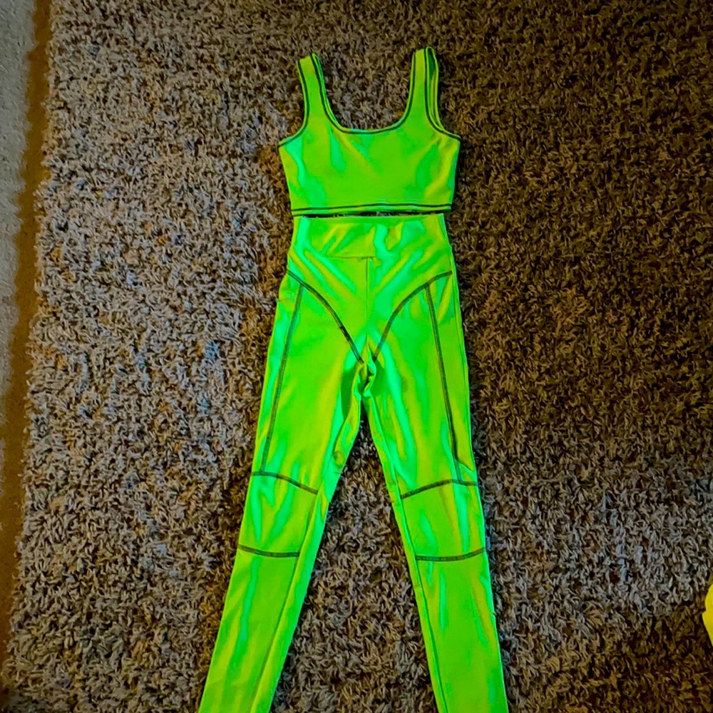 Lime green super stretchy outfit